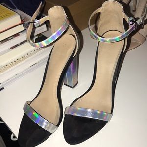 Metallic sandal heels